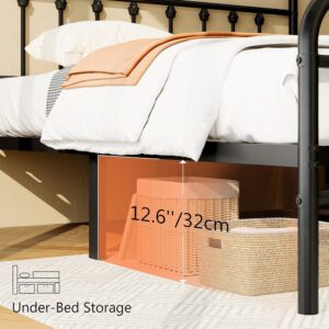 Queen Size Metal Platform Bed Frame/Victorian Style Headboard and Footboard/Steel Slat Support/Easy Assembly/No Box Spring Needed/Underbed Storage/Noise Free/Black - Image 4