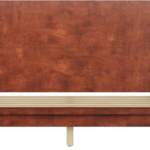 Queen Size Platform Bed Frame with Headboard, Wood Slat Support No Box Spring, Easy Assembly, Sturdy Rustic Modern Bed in Brown - Image 2