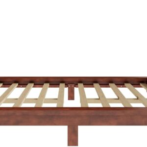 Queen Size Platform Bed Frame with Headboard, Wood Slat Support No Box Spring, Easy Assembly, Sturdy Rustic Modern Bed in Brown - Image 5