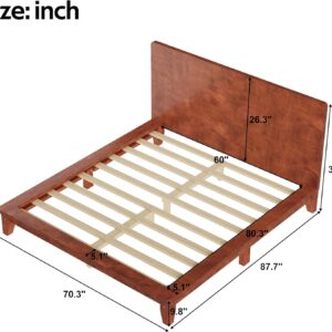 Queen Size Platform Bed Frame with Headboard, Wood Slat Support No Box Spring, Easy Assembly, Sturdy Rustic Modern Bed in Brown - Image 8