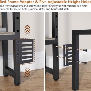 Loomie Headboard for Queen Size Bed with Storage, Headboards with Charging Station & LED Lights, Head Board with Side 3-Tier Storage Shelves & Bed Adapter for Bedroom, Height Adjustable (Queen) - Image 3
