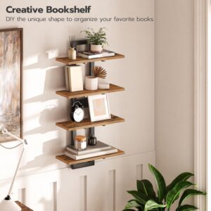 Floating Shelves, 15 Inch Wall Shelf Set of 2, Wall Mounted Storage Shelves 2-Tier, Hanging Bathroom Shelves, for Living Room, Bedroom, Bathroom, Kitchen, Rustic Brown and Black BF32BJ01G1 - Image 5