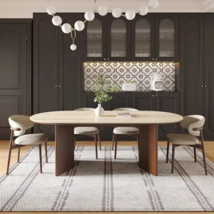 French Modern Design High-End Dining Table Mid-Antique Rectangle Oak Solid Wood 6-Seater Dining Room Furniture - Image 3