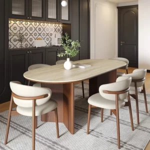 French Modern Design High-End Dining Table Mid-Antique Rectangle Oak Solid Wood 6-Seater Dining Room Furniture - Image 7