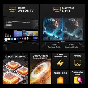 SANSUI 32 inch FHD Smart WebOS TV | Frameless Screen with chromecast Built in | 4000:1 Contrast Ratio|WebOS Hub with 2×8W Speakers & Apple HomeKit & Live TV| Support Airplay & WiFi & Bluetooth 5.2 - Image 8