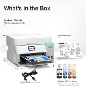 Epson EcoTank ET-4950 Wireless All-in-One Color Supertank Printer with up to 3 Years of Ink Refillable Tanks, Perfect for Office, 18 PPM, 2.4" Colorful Touchscreen, Auto Document Feeder - White - Image 3