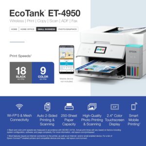 Epson EcoTank ET-4950 Wireless All-in-One Color Supertank Printer with up to 3 Years of Ink Refillable Tanks, Perfect for Office, 18 PPM, 2.4" Colorful Touchscreen, Auto Document Feeder - White - Image 4