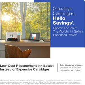 Epson EcoTank ET-4950 Wireless All-in-One Color Supertank Printer with up to 3 Years of Ink Refillable Tanks, Perfect for Office, 18 PPM, 2.4" Colorful Touchscreen, Auto Document Feeder - White - Image 6