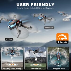Drone with Camera for Adults, 2K HD FPV Drones with Upgrade Altitude Hold, One-Key Take Off/Landing, Speed Adjustment, Headless Mode, 2 Batteries, Toys Gifts for Teen Boys Girls, Beginner - Image 4