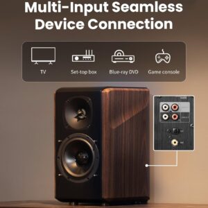 Edifier S2000MKIII Coaxial, Bluetooth, Optical and RCA Bookshelf 2 Speakers, Near-Field Active Tri-Amped 130w Studio Monitor for Audiophiles with Wireless, Line-in and Fiber-Optic Input Walnut - Image 3