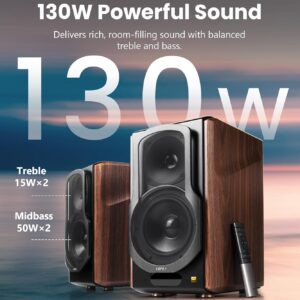 Edifier S2000MKIII Coaxial, Bluetooth, Optical and RCA Bookshelf 2 Speakers, Near-Field Active Tri-Amped 130w Studio Monitor for Audiophiles with Wireless, Line-in and Fiber-Optic Input Walnut - Image 6