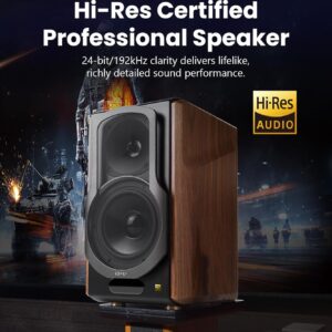 Edifier S2000MKIII Coaxial, Bluetooth, Optical and RCA Bookshelf 2 Speakers, Near-Field Active Tri-Amped 130w Studio Monitor for Audiophiles with Wireless, Line-in and Fiber-Optic Input Walnut - Image 7