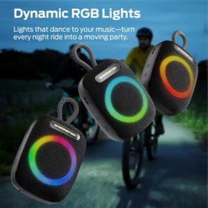 Monster S300 Portable Bluetooth Bike Speaker, IPX7 Waterproof Wireless Shower Speaker with RGB Lights, 10H Playtime, Loud Sound, Bluetooth 6.0, Bike Accessories, TWS, for Outdoors/Travel/Home, Black - Image 5