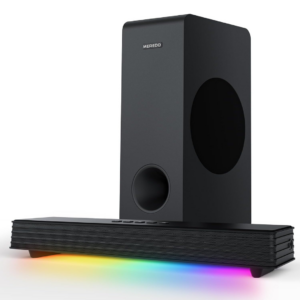 MEREDO Sound Bar for Smart TV 160W 3.1CH PC Gaming Soundbar with Subwoofer RGB Lighting Audio Sync Surround Sound System BT 5.3/HD-ARC/Optical/AUX/USB for Desktop Tablets Consoles Home Cinema - Image 1
