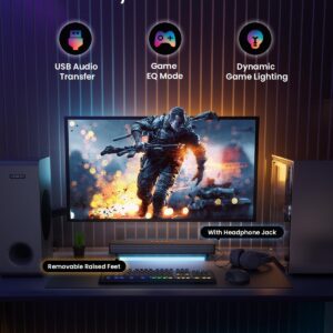 MEREDO Sound Bar for Smart TV 160W 3.1CH PC Gaming Soundbar with Subwoofer RGB Lighting Audio Sync Surround Sound System BT 5.3/HD-ARC/Optical/AUX/USB for Desktop Tablets Consoles Home Cinema - Image 3