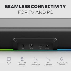 Sound Blaster GS5 RGB Gaming Soundbar with SuperWide Technology, Powered via Adapter, Up to 60W Peak Power, Bluetooth 5.4, Optical-in, Headphone-Out Port, for PC and TV - Image 4