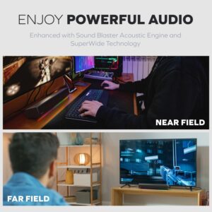 Sound Blaster GS5 RGB Gaming Soundbar with SuperWide Technology, Powered via Adapter, Up to 60W Peak Power, Bluetooth 5.4, Optical-in, Headphone-Out Port, for PC and TV - Image 5