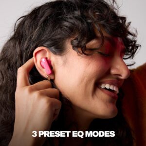 Skullcandy Smokin’ Buds Wireless Earbuds, Bluetooth Headphones, Noise Isolating Fit, Up to 20 Hours Battery, IPX4 Sweat and Water Resistant, Microphone for iPhone Android - Pink - Image 4