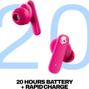 Skullcandy Smokin’ Buds Wireless Earbuds, Bluetooth Headphones, Noise Isolating Fit, Up to 20 Hours Battery, IPX4 Sweat and Water Resistant, Microphone for iPhone Android - Pink - Image 6