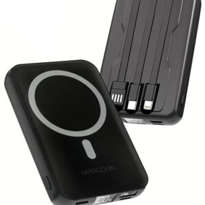 MARGOUN Magnetic Battery Pack Wireless Charging Power Bank with Cable Slim Light-Weight Wireless Charger with LED Indicator Black - Image 2