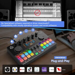 Podcast Equipment Bundle for 4, Audio Interface with 4 Dynamic Microphone, 4 Desktop Mic Stands, Voice Change, DJ Mixer for Vocal Recording Podcasting,Streaming,Singing TikTok, COMMANDER M100 3rd - Image 3