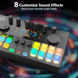 Podcast Equipment Bundle for 4, Audio Interface with 4 Dynamic Microphone, 4 Desktop Mic Stands, Voice Change, DJ Mixer for Vocal Recording Podcasting,Streaming,Singing TikTok, COMMANDER M100 3rd - Image 5