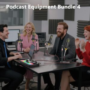 Podcast Equipment Bundle for 4, Audio Interface with 4 Dynamic Microphone, 4 Desktop Mic Stands, Voice Change, DJ Mixer for Vocal Recording Podcasting,Streaming,Singing TikTok, COMMANDER M100 3rd - Image 7