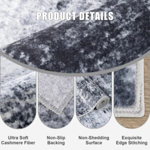 10x14 Area Rug Living Room Rug: Washable Modern Abstract Soft Thin Rug Indoor Floor No Slip Stain Resistant Carpet for Bedroom Dining Room Farmhouse Nursery Home Office - Black - Image 4