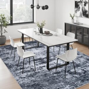 10x14 Area Rug Living Room Rug: Washable Modern Abstract Soft Thin Rug Indoor Floor No Slip Stain Resistant Carpet for Bedroom Dining Room Farmhouse Nursery Home Office - Black - Image 6