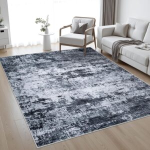 10x14 Area Rug Living Room Rug: Washable Modern Abstract Soft Thin Rug Indoor Floor No Slip Stain Resistant Carpet for Bedroom Dining Room Farmhouse Nursery Home Office - Black - Image 8