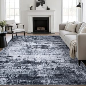 10x14 Area Rug Living Room Rug: Washable Modern Abstract Soft Thin Rug Indoor Floor No Slip Stain Resistant Carpet for Bedroom Dining Room Farmhouse Nursery Home Office - Black - Image 9