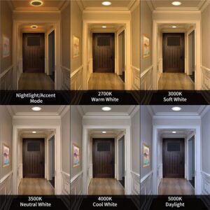 Meconard 12 Pack 6 Inch 5CCT LED Canless Recessed Lighting with Night Light, 2700K/3000K/3500K/4000K/5000K Selectable Ultra-Thin LED Ceiling Lights, 12W=110W, 1050LM, Dimmable Wafer Downlight ETL&FCC - Image 3