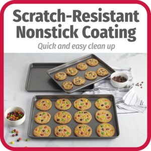 GoodCook Everyday Nonstick Baking Sheet Set, 3 Pack Includes One Small, Medium & Large Pan Carbon Steel Construction Cookie Sheet Bakeware Set, Gray - Image 4
