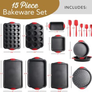 Baking Pan Set, 39 Piece Premium Baking Set, Nonstick Bakeware Sets BPA Free, Cookie Sheets for Baking Nonstick Set, Steel Baking Sheets for Oven with Muffin Pan, Cake Pan & Black Kitchen Utensils - Image 8