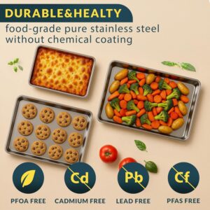 Baker’s Signature Stainless Steel Cookie Sheet Pan, Stainless Steel Baking Sheet Set of 3, Mirror Finish, Non-Stick, Rust Resistant, BPA Free, Dishwasher Safe, 9/12/16 Inch - Image 3