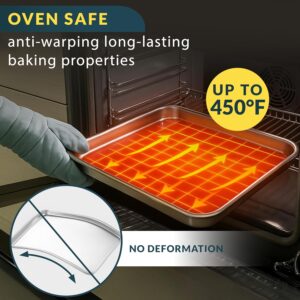 Baker’s Signature Stainless Steel Cookie Sheet Pan, Stainless Steel Baking Sheet Set of 3, Mirror Finish, Non-Stick, Rust Resistant, BPA Free, Dishwasher Safe, 9/12/16 Inch - Image 4