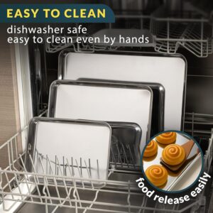 Baker’s Signature Stainless Steel Cookie Sheet Pan, Stainless Steel Baking Sheet Set of 3, Mirror Finish, Non-Stick, Rust Resistant, BPA Free, Dishwasher Safe, 9/12/16 Inch - Image 5
