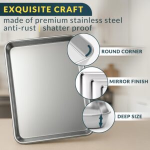 Baker’s Signature Stainless Steel Cookie Sheet Pan, Stainless Steel Baking Sheet Set of 3, Mirror Finish, Non-Stick, Rust Resistant, BPA Free, Dishwasher Safe, 9/12/16 Inch - Image 6