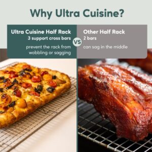 Ultra Cuisine Oven-Safe, Dishwasher-Safe 100% Stainless Steel Cooling and Baking Rack Set Heavy Duty Tight-Wire - 11.5 x 16.5-inch - Set of 2 - Half Sheet Pan Cooling Racks - Image 6