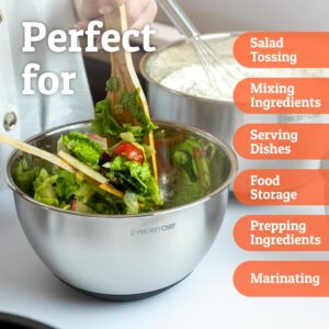 Priority Chef Premium Mixing Bowls With Lids Set, Airtight Lids, Thicker Stainless Steel, Non-Slip Base, 5 Nesting Steel Bowls for Kitchen, Large Prep Metal Bowl Set 1.5/2/3/4/5 Qt, Black - Image 3