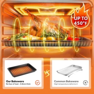Cookie Sheets for Baking with Cooling Rack Set of 4, 0.8mm Thick Nonstick Baking Sheets for Oven, Half/Quarter/Jelly Roll Pans Oven Trays, Heavy Duty Baking Pan Set with Diamond Texture - Image 3