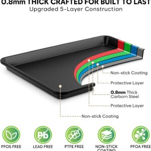 Cookie Sheets for Baking with Cooling Rack Set of 4, 0.8mm Thick Nonstick Baking Sheets for Oven, Half/Quarter/Jelly Roll Pans Oven Trays, Heavy Duty Baking Pan Set with Diamond Texture - Image 6