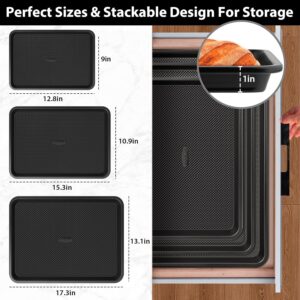 Cookie Sheets for Baking with Cooling Rack Set of 4, 0.8mm Thick Nonstick Baking Sheets for Oven, Half/Quarter/Jelly Roll Pans Oven Trays, Heavy Duty Baking Pan Set with Diamond Texture - Image 7