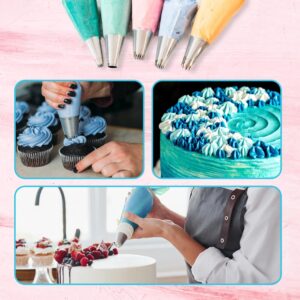 Riccle Piping Bags and Tips Set, 11.8 Inch 100 Anti Burst Piping Bags, 124 Pcs Cake Decorating Kit with 16 Piping Tips, 1 Reusable Pastry Bags, 3 Cake Scrapers, 2 Couplers, and 2 Icing Bags Ties - Image 2