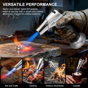 TBTEEK Butane Torch, Kitchen Torch Cooking Torch with Safety Lock & Adjustable Flame for Cooking, BBQ, Baking, Brulee, Creme, DIY Soldering(Butane Not Included) - Image 3