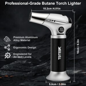 TBTEEK Butane Torch, Kitchen Torch Cooking Torch with Safety Lock & Adjustable Flame for Cooking, BBQ, Baking, Brulee, Creme, DIY Soldering(Butane Not Included) - Image 6