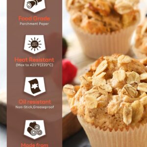 Non-stick 200pcs Standard Cupcake Liners for Baking, Natural, Food-grade Cupcake Wrapper, Greaseproof Parchment Muffin Liners - Image 5