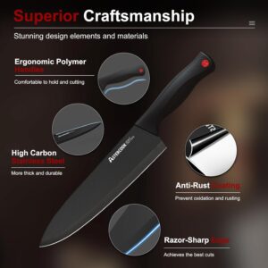 Knife Set, Astercook 15 Pieces Knife Sets for Kitchen with Block, Dishwasher Safe Kitchen Knife Set with Built in Sharpener Block, German Stainless Steel Knife Block Set, Valentine's Gift - Image 5