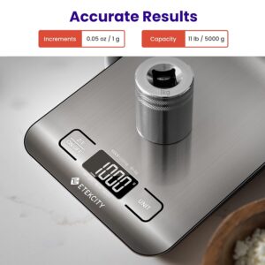 Etekcity Food Kitchen Scale, Digital Grams and Ounces for Weight Loss, Baking, Cooking, Keto and Meal Prep, LCD Display, Medium, 304 Stainless Steel - Image 3