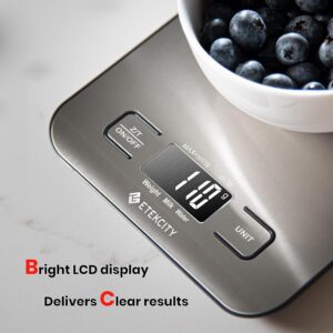 Etekcity Food Kitchen Scale, Digital Grams and Ounces for Weight Loss, Baking, Cooking, Keto and Meal Prep, LCD Display, Medium, 304 Stainless Steel - Image 7